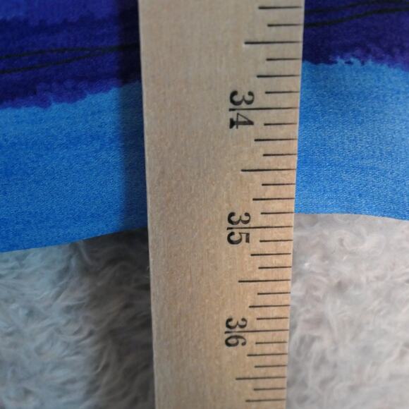 Kathie Lee Sheath Dress Womens Size 12 Blue Watercolor Lined Shoulder Pads - Picture 10 of 12